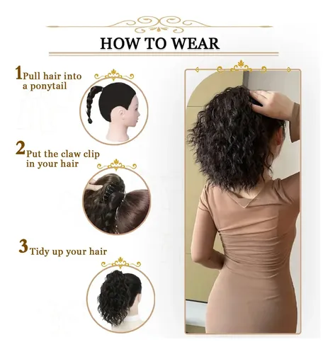 12 Extensiones De Cabello Rizado En Clip Para Coleta