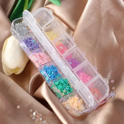1 Caja De Calcomanías Y Lentejuelas Estrella Para Uñas
