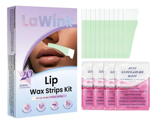 Láminas De Cera Para Labios Lawink, 20 Tiras Y 4 Toallitas D