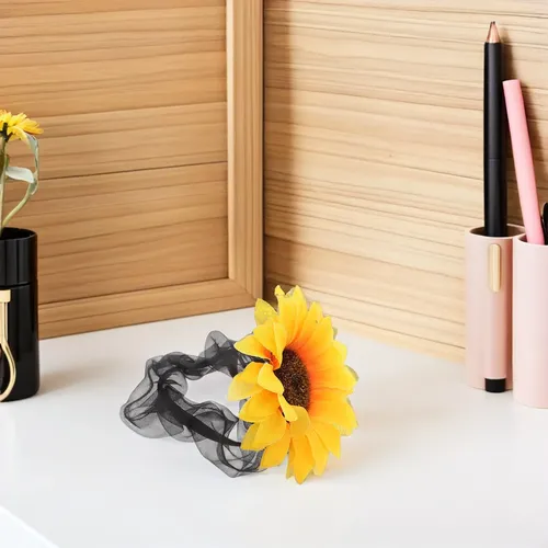 ..10 Cintas Para El Pelo Con Forma De Girasol: Bandas Amarillo Sunflower