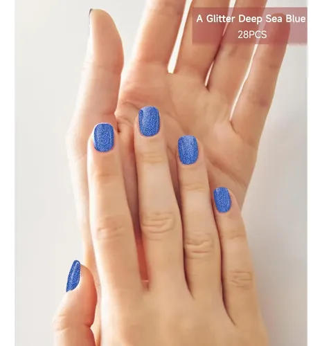 Pegatinas De Gel Semicuradas Dukasou Glitter Deep Sea Blue