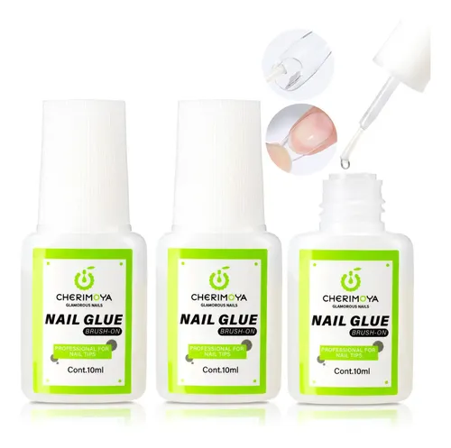 Pegamento Para Tips De Uñas Con Pincel 10ml 3pcs Cherimoya