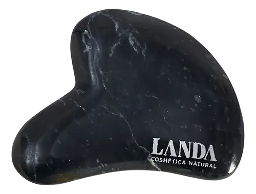 Gua Sha de Ónix Negro Landa para Masaje Facial con Bolsa
