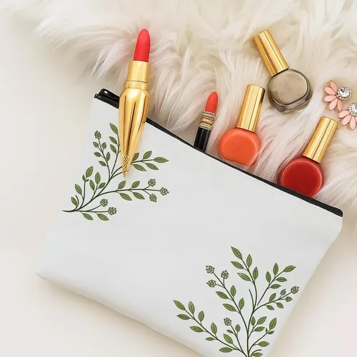 Bolsa De Maquillaje Nórdica Con Forma De Rama De Hoja, 1 Uni