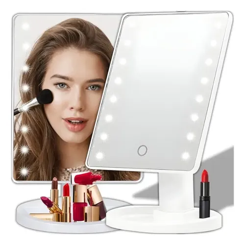 Espejo Led De Maquillaje Lateral Portátil Usb Blanco