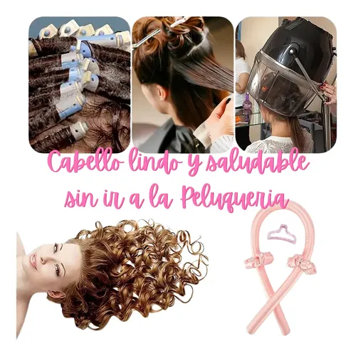 Rizador Rulero Ondas Sin Calor Cabello Rizos Vincha Seda Rosa