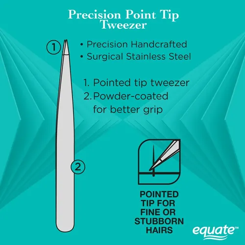 Pinza Equate Precision Punta Fina Pequena Aceroinox Cejas Negro