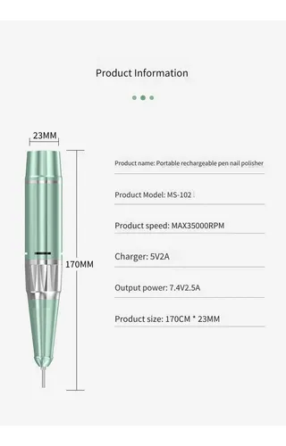 Lima Uñas Ms102 Usb 12v Portátil Quitar Cutícula