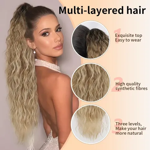 Extensión Coleta Alta Larga Rizada Sin Dañar Cabello Natural