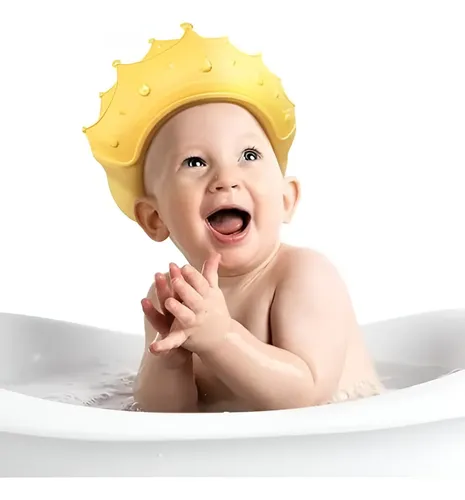 Gorro Visera Sombrero De Baño Ducha Niños Bebés Corona Color Amarillo