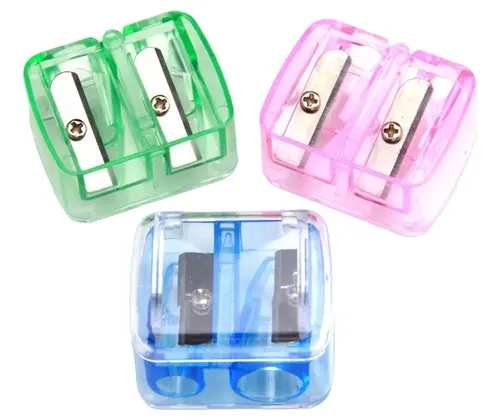 Sacapuntas Doble Con Tapa Colores Transparentes Box X 12