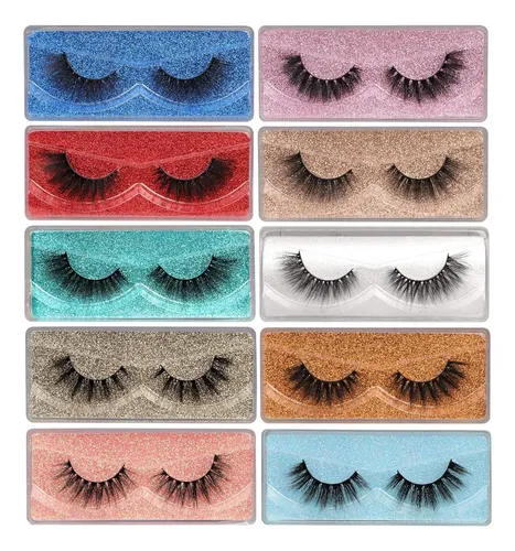 Pestañas Postizas Pawotence 18mm 3d Faux Mink 10 Pares