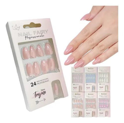 Uñas Postizas Autoadhesivas Almendras Efecto Aurora Mujer