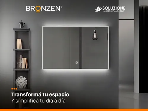 Espejo Premium Luz Led Trasera Horizontal Anodizado 60x80cm