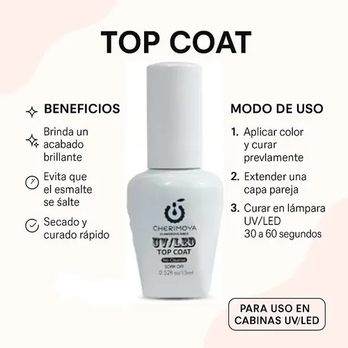 Top Coat Semipermanente Cherimoya Uv/led 15ml
