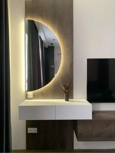 Espejo Semicircular 80×40 Con Luz Led Blanca Cálida De Pared