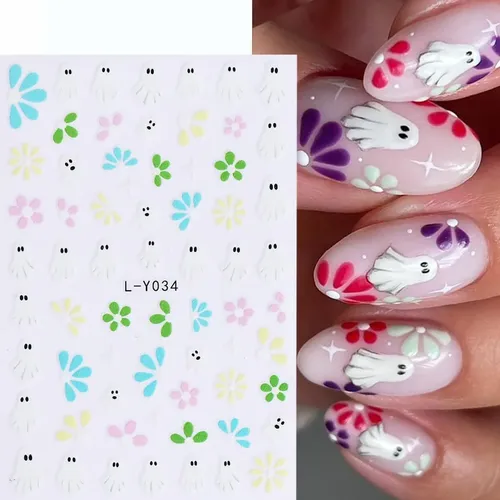 5 Pegatinas For Decoración De Uñas De Halloween Que Brillan