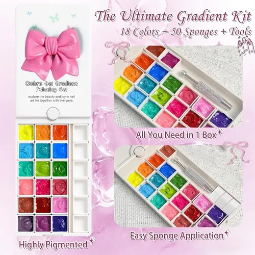 Set De Gel De Uñas 18 Colores Con Esponjas Y Herramientas