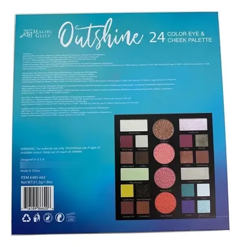 Set de Maquillaje Malibu Glitz Outshine de 24 Colores para Ojos y Rostro