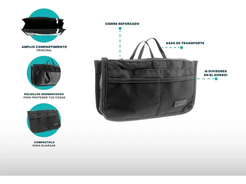 Neceser De Viaje Organizador Ideal Maquillaje Cosméticos Color Negro Diseño De La Tela Liso
