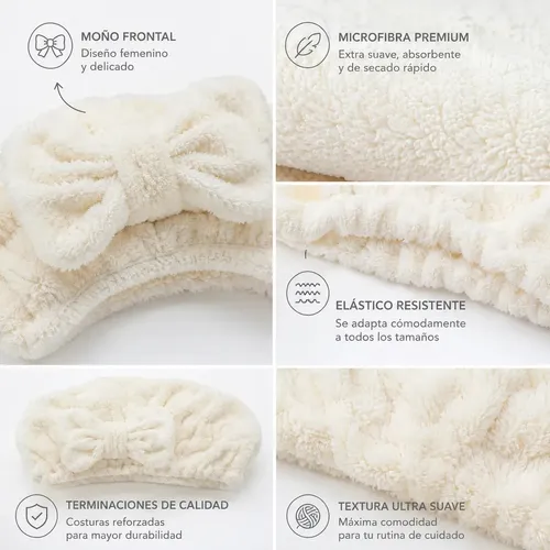 Gorro Pelo Baño Microfibra Secado Moño Blanco