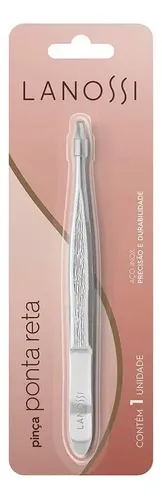 Pinza de acero inoxidable recta con diseño de cejas, color plateado, de Lanossi