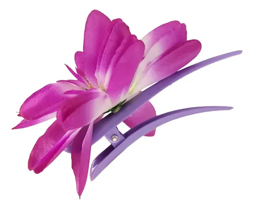 Hebillas Para Pelo Flores De Tela Colores Pack X12 Azul Violeta Marrón Rojo