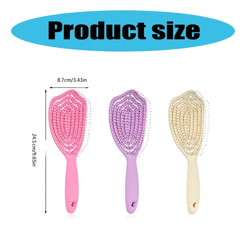 Ergonomic Detangling Brush Hollow Out Curved Hair Yellow 3tt607558-y
