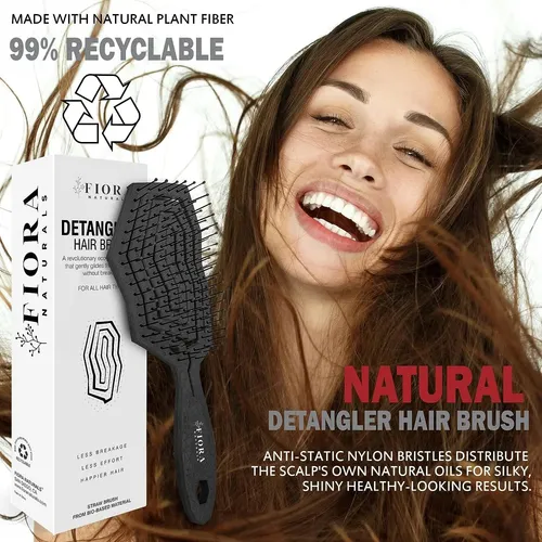 Cepillo Para Desenredar El Cabello Fiora Naturals, 100% Ecol