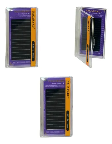 Kit Nagaraku Extensiones De Pestañas Clásicas 0.03 Curva D Largos 13 Al 15 Mm