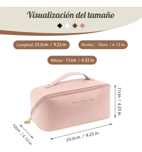 Set 2 Neceseres Organizadores De Maquillaje Viaje Grande Negro Liso