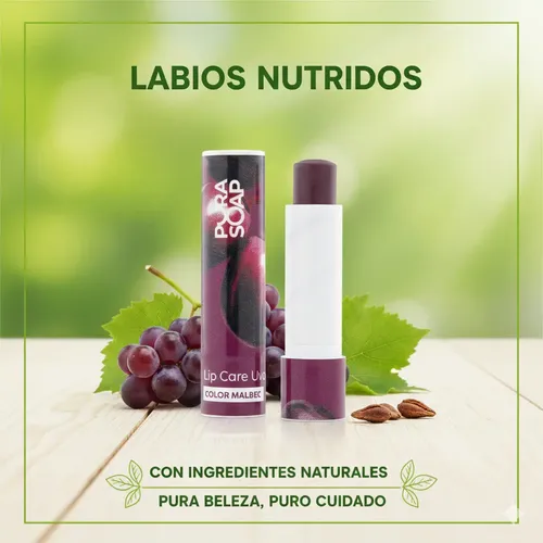 Bálsamo Labial Hidratante Con Color Uva Malbec Pura Soap