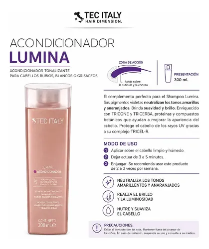 Acondicionador Lumina 300ml Matizador Rubios Tec Italy