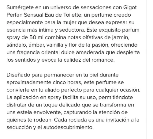 Perfume Gigot Mujer Perfam Sensual Eau De Toilette Oferta