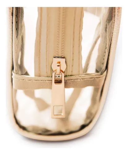 Bolsa De Maquillaje Ezpacking Clearview Ivory Pvc Con Piel V