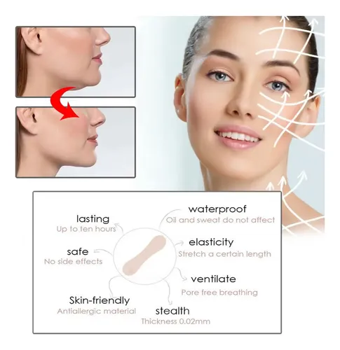 Cinta De Estiramiento Facial Invisible, 100 Tiras, Cinta .