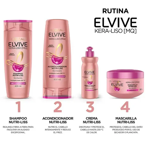 Crema Para Peinar Nutri- Liss Kera Liso Elvive 250ml