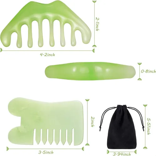Juego De Peines Jade Gua Sha De 2 Piezas
