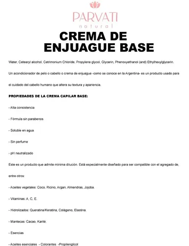 Base Crema De Enjuague 500 Ml