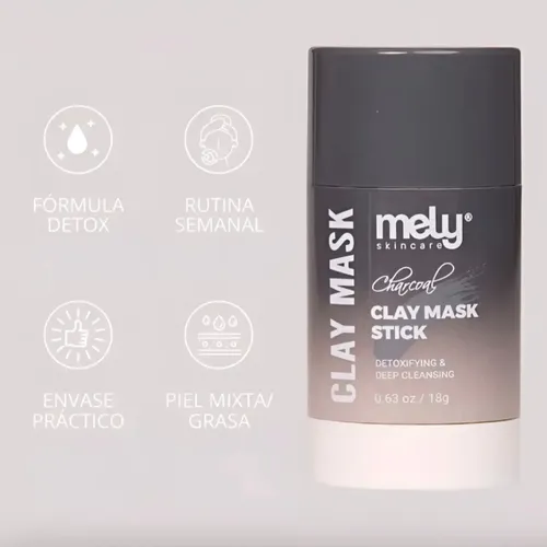 Mascarilla Mely Stick Arcilla Extracto Carbon Detox En Barra