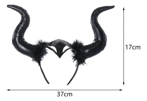Diadema Con Cuernos De Halloween, Aro Para El Pelo Del Negro