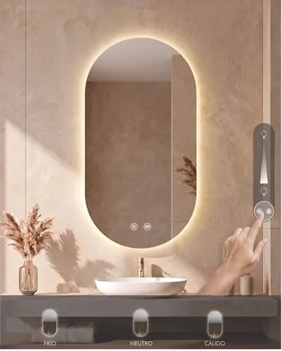 Espejo Led Retro Píldora 50×90 Cm Con Touch Y Desempañador