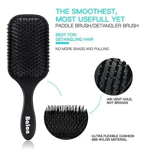 Juego De 4 Cepillos Para El Cabello Con Paleta Antiestáticos Negro.