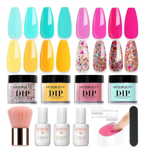 Kit De Uñas En Polvo Dip Azurebeauty 4 Colores