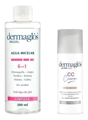 Kit Rutina Express Dermaglós Agua Micelar Cc Cream Con Color