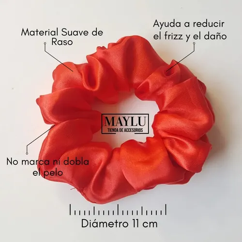Scrunchie Saten, Colita De Raso Anti Frizz Rojo