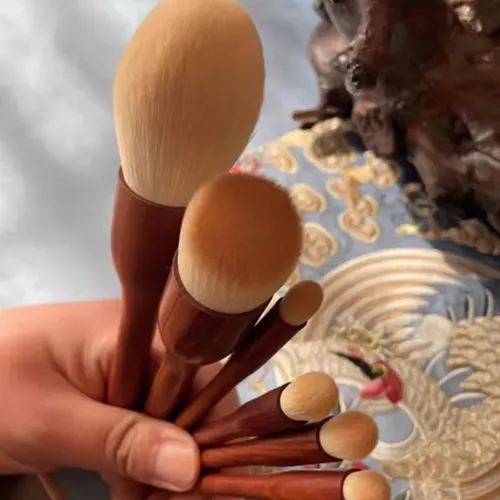 6pcs Sandalwood Makeup Brush For Foundation Blush Blender Bordó