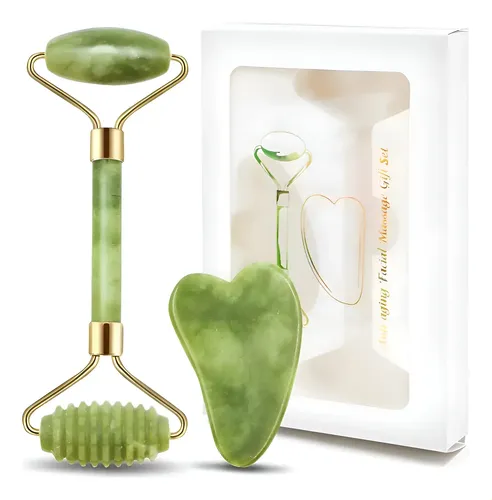 Kit De Rejuvenecimiento F #a Rodillo Masaje Facial Y Jade Gu