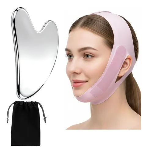 Set Guasha Y Mascarilla V Line Lila Para Rostro