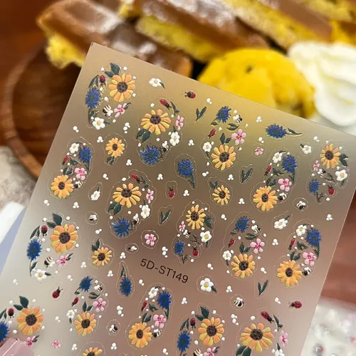 Xw. Aflorish- Pegatinas De Uñas Girasoles Dibujos Animados